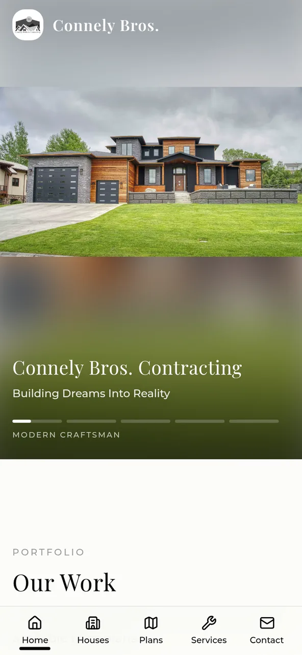 The Connely Bros. site on a phone
