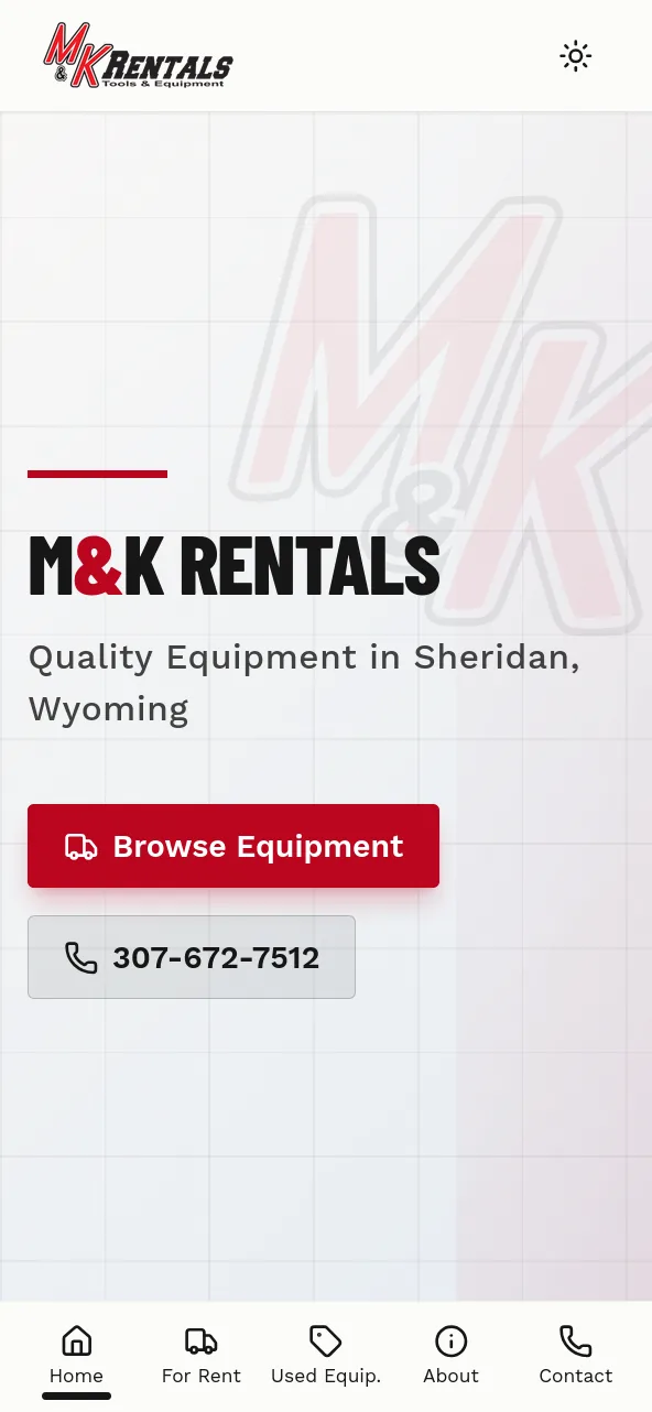 M&K Rentals mobile view