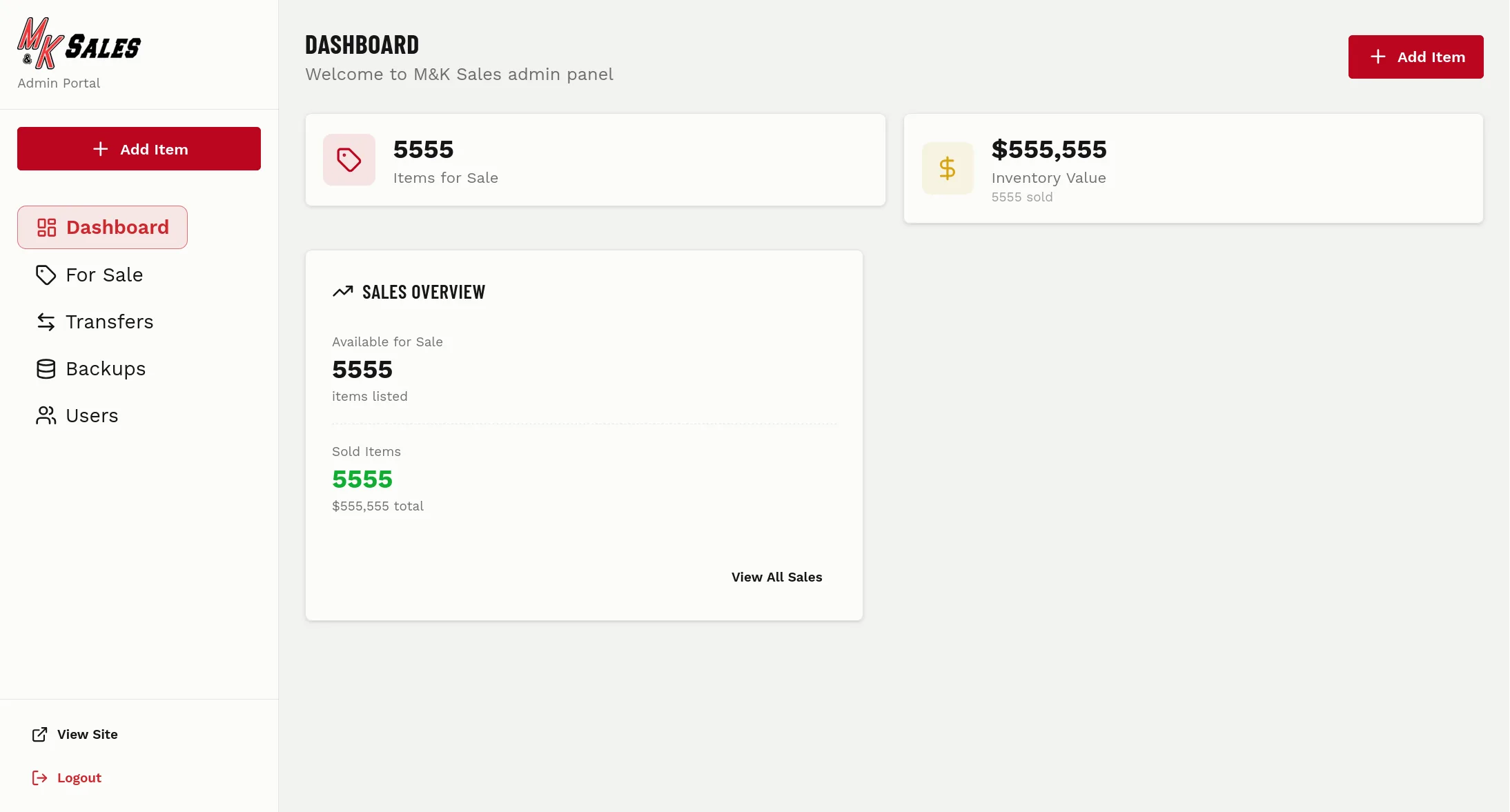 M&K Sales admin portal
