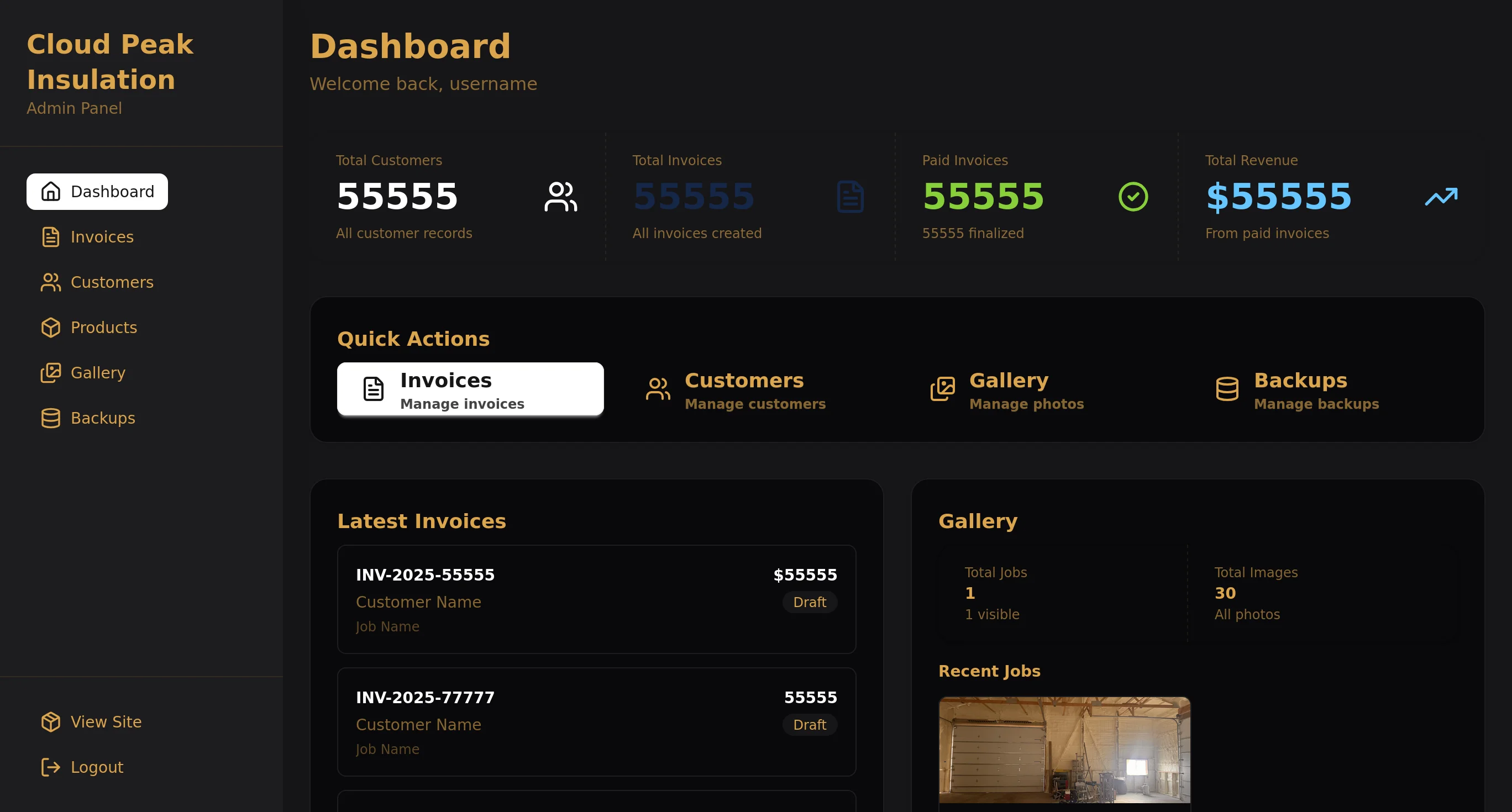 Peak Foam admin portal